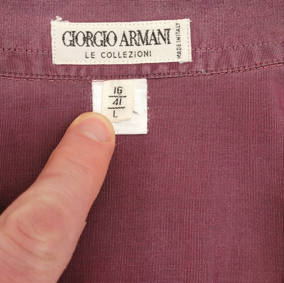 Giorgio Armani - Italian made dress shirt. US L. 16 / 41. Purple with blue tinge - Picture 8 of 10